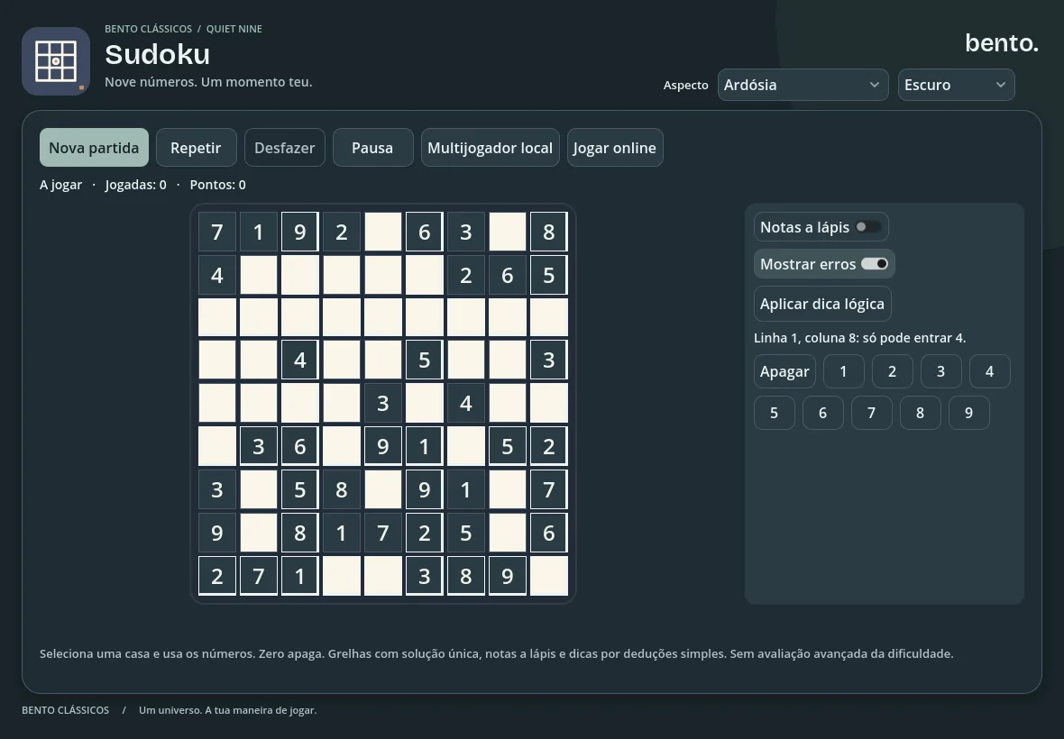 Sudoku com um aspeto escuro