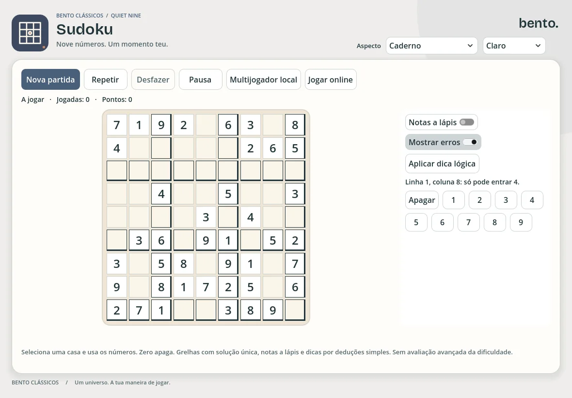 Uma partida de Sudoku